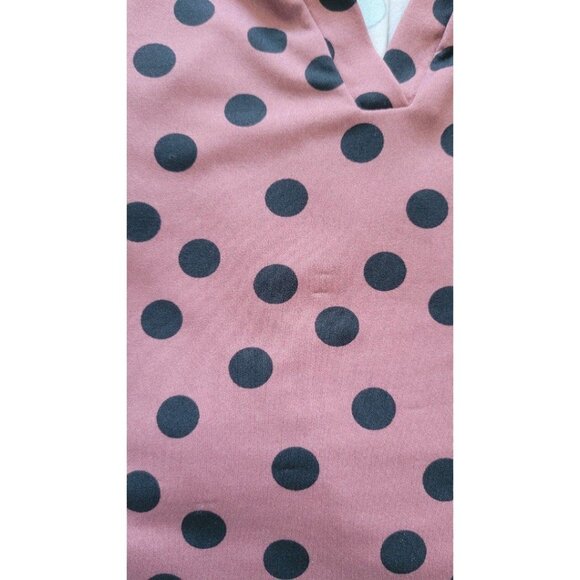 Womens Perception Conception 3/4 Sleeve Maroon & Black Polka Dot Ruffled Blouse - Picture 8 of 9